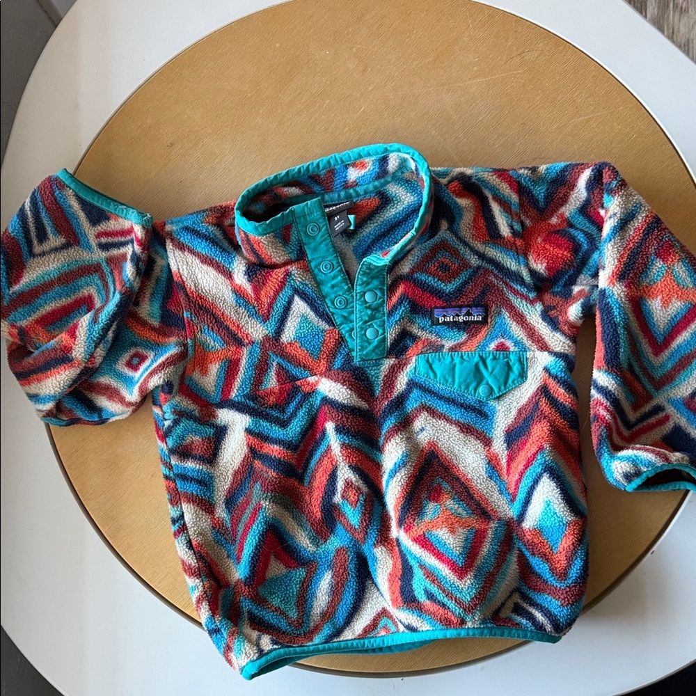 Patagonia Kids' Vibrant Geometric Fleece snap pull over